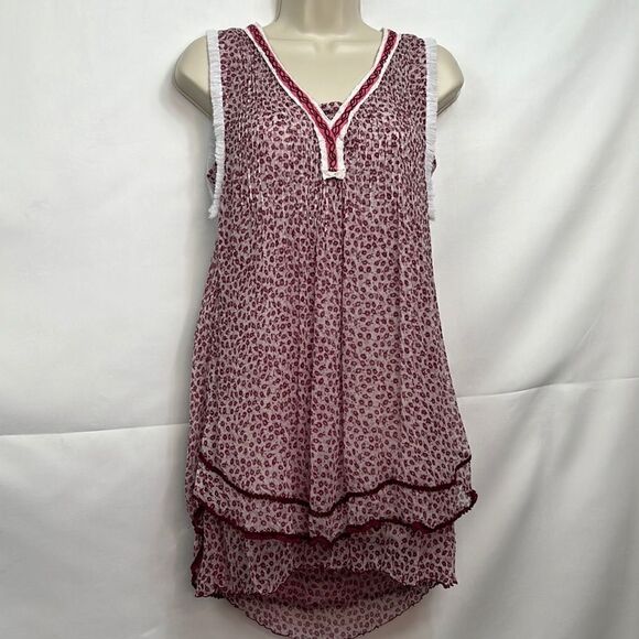 Poupette St Barth silk print layered top mini dress in Pink size small EUC - Picture 1 of 16